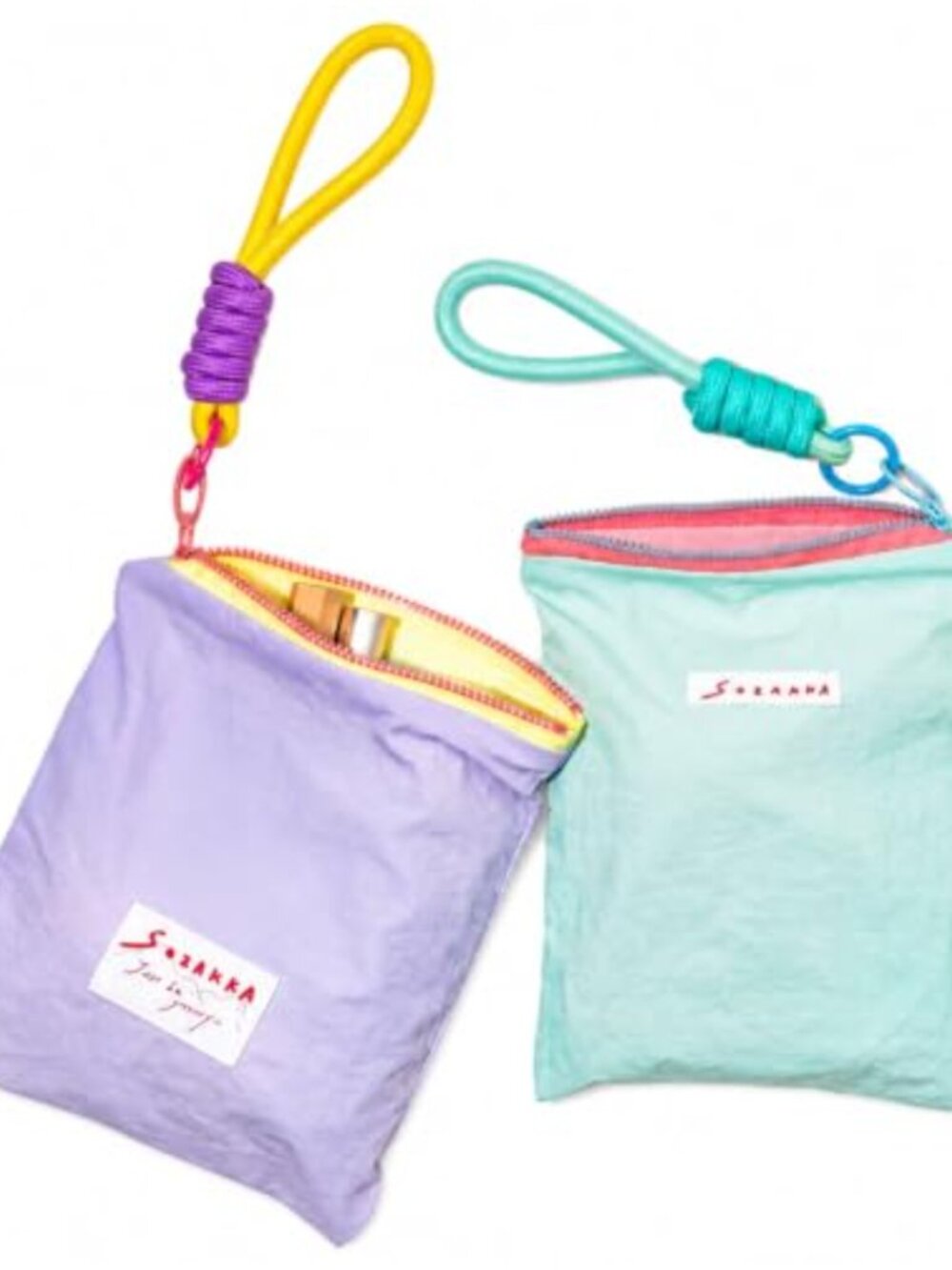 2 Pack Small Zipper Cosmetic Pouches with Wrist Strap Travel Bags